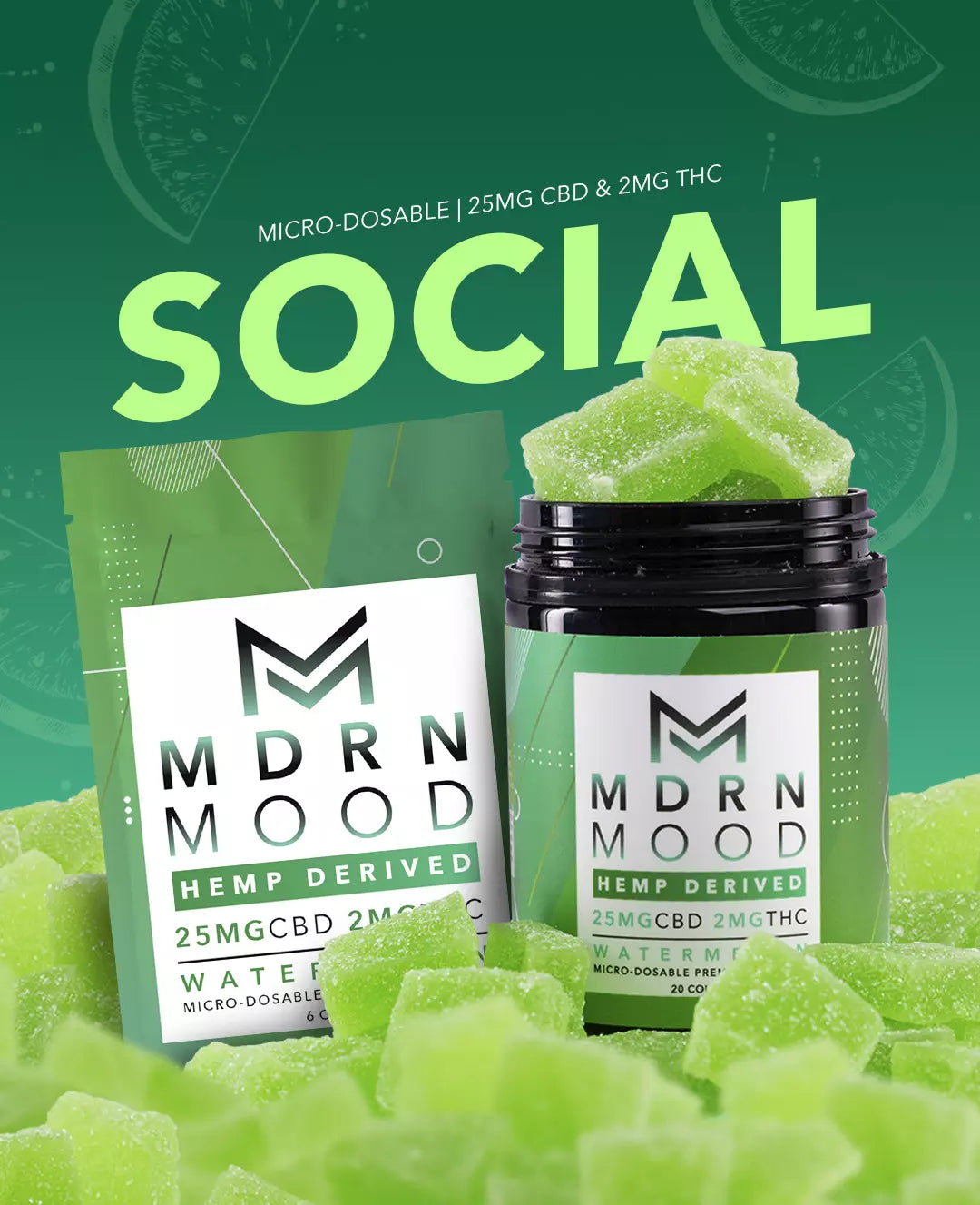 Bonbon Watermelon CBD 25mg (06pcs) - Mdrn Mood
