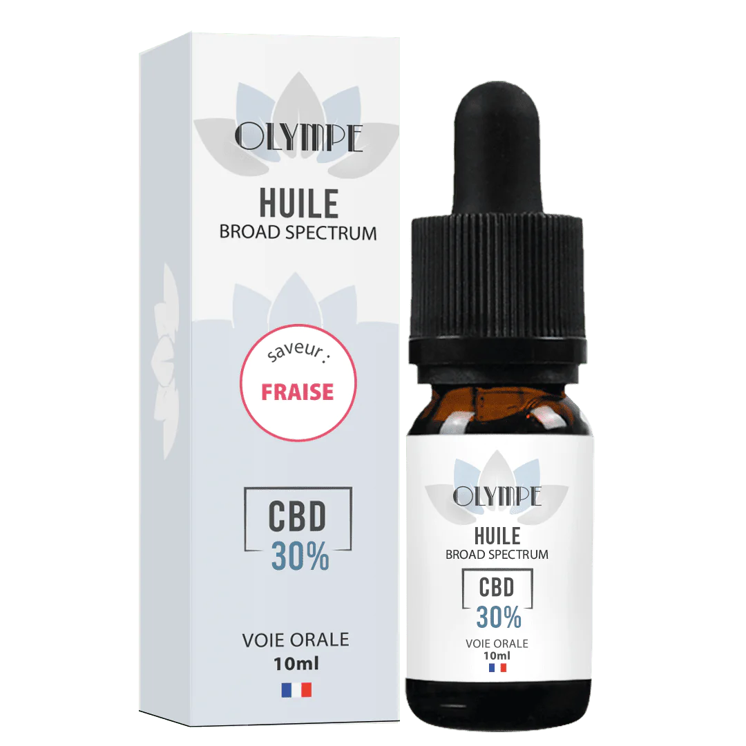 HUILE DE CBD BROAD SPECTRUM ARÔME FRAISE 10ML OLYMPE