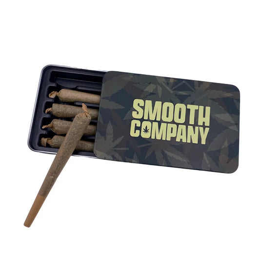 Smooth Company – Boîte en métal vert foncé coulissante avec 5 pré-roulés Royal Moonrock