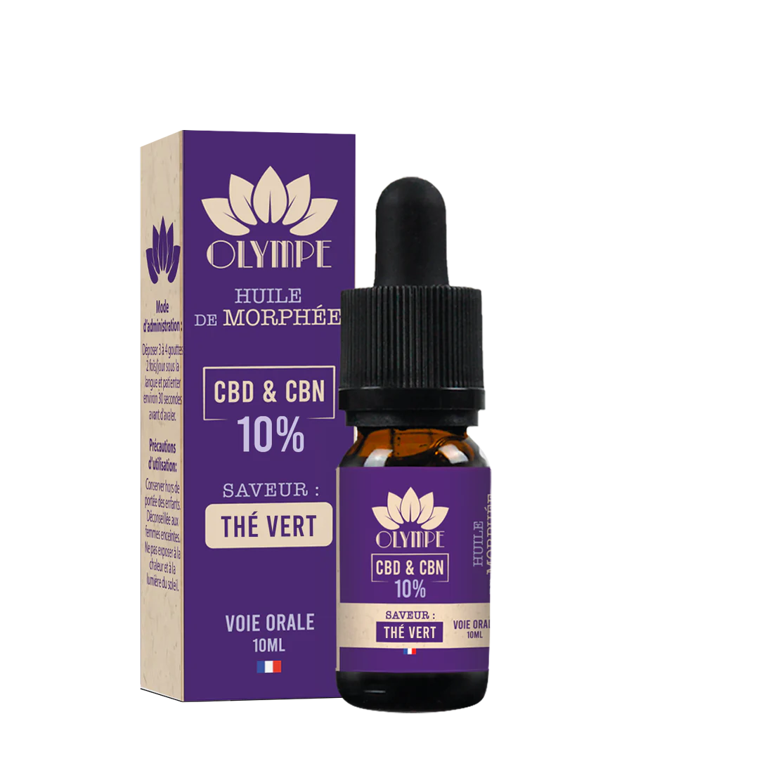 HUILE DE CBD ET CBN - L'HUILE DE MORPHÉE - SAVEUR THÉ VERT 10ML