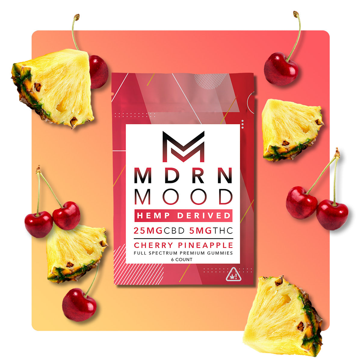 Bonbon CHERRY PINEAPPLE CBD 25mg (06pcs) - Mdrn Mood