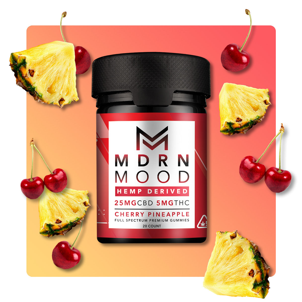 Bonbon CHERRY PINEAPPLE CBD 25mg (20pcs) - Mdrn Mood