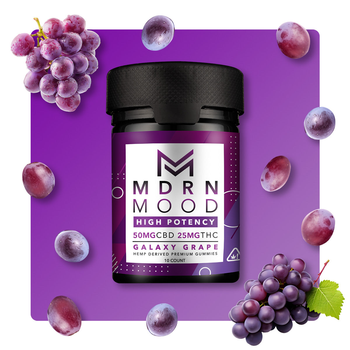 10 Gummies CBD & THC 50MG /25MG GALAXY GRAPE - HAPPY Mood