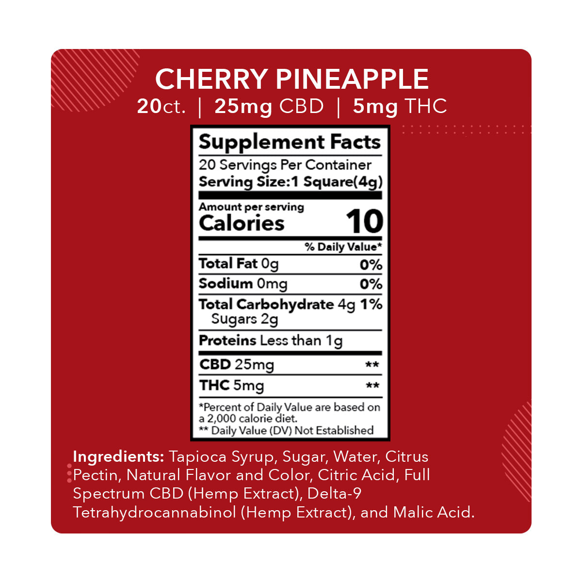 Bonbon CHERRY PINEAPPLE CBD 25mg (06pcs) - Mdrn Mood