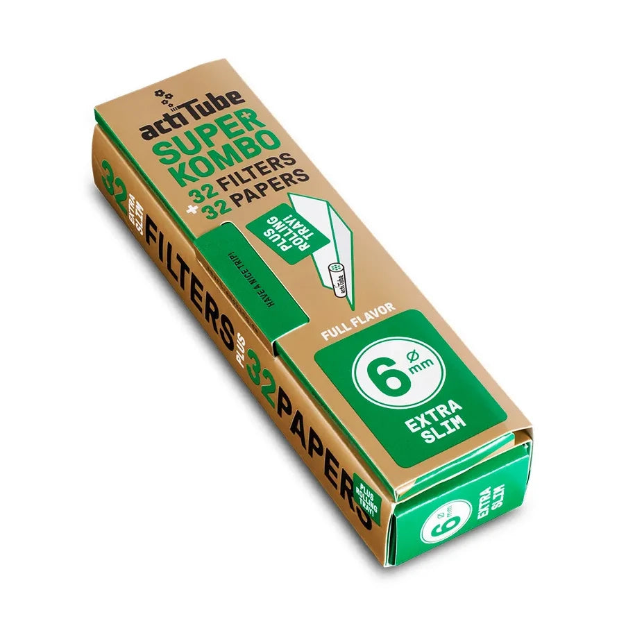 ActiTube Superkombo – Feuilles slim + filtres anti goudron 6 mm – 32 carnets