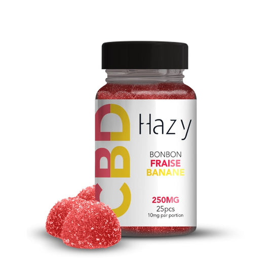 Bonbons au CBD arôme Fraise Banane – 250mg – 25 pièces