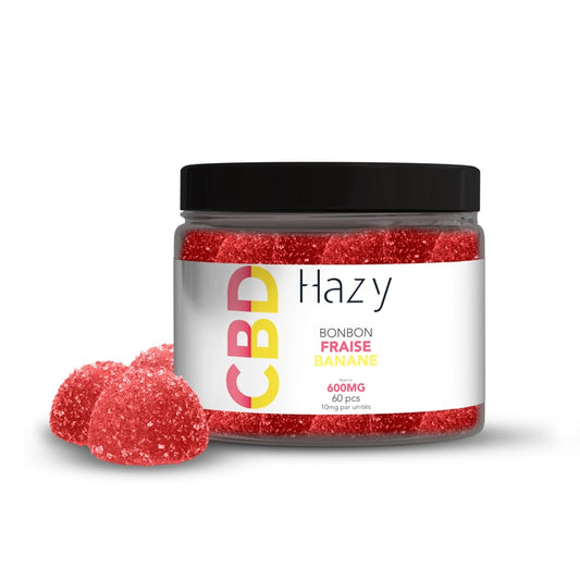 Bonbons au CBD arôme Fraise Banane – 600mg – 60 pièces